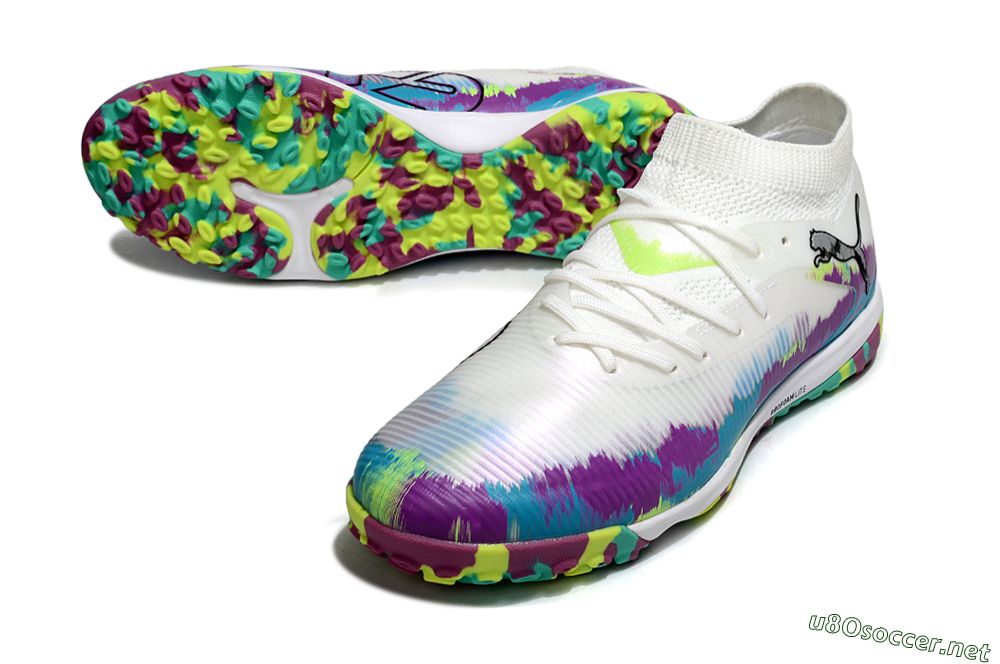 Men's Puma Future 8 Ultimate TF Football Shoes - White/Purple/Blue 3