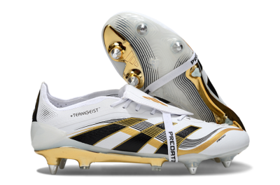 Men's Adidas Predator 25 Elite Foldover Tongue SG Football Boots - White/Black/Gold