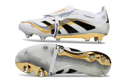 Men's Adidas Predator 25 Elite Foldover Tongue SG Football Boots - White/Black/Gold