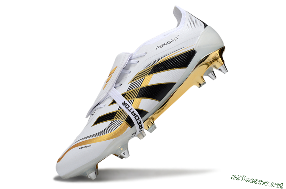 Men's Adidas Predator 25 Elite Foldover Tongue SG Football Boots - White/Black/Gold 5