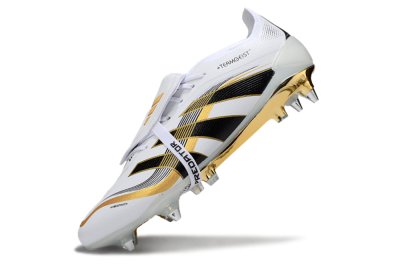 Men's Adidas Predator 25 Elite Foldover Tongue SG Football Boots - White/Black/Gold