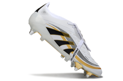 Men's Adidas Predator 25 Elite Foldover Tongue SG Football Boots - White/Black/Gold
