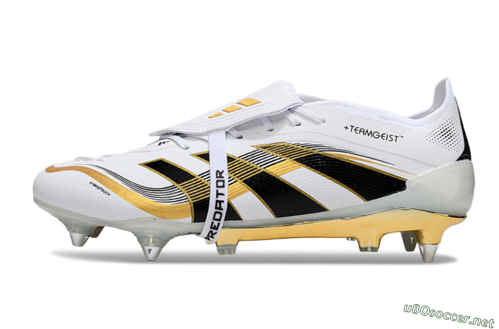 Men's Adidas Predator 25 Elite Foldover Tongue SG Football Boots - White/Black/Gold 0