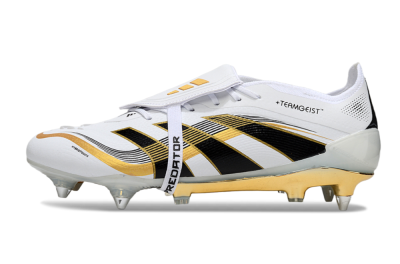 Men's Adidas Predator 25 Elite Foldover Tongue SG Football Boots - White/Black/Gold