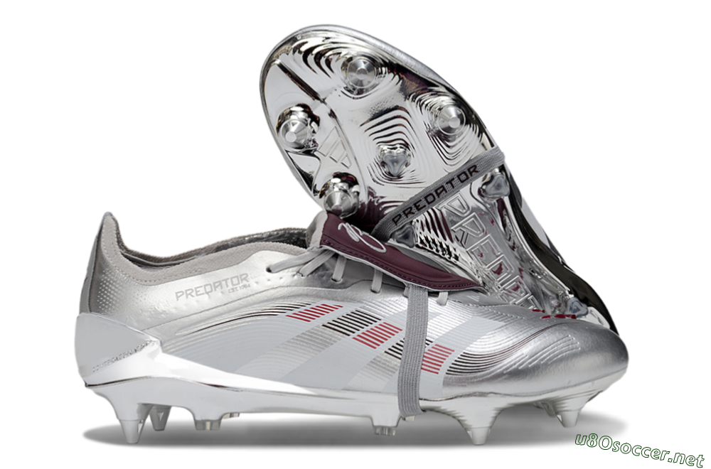Men's Adidas Predator 25 Elite Foldover Tongue SG Football Boots - Silver/Black/Red 2