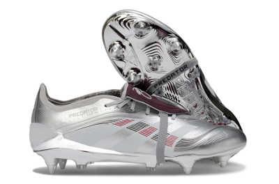Men's Adidas Predator 25 Elite Foldover Tongue SG Football Boots - Silver/Black/Red