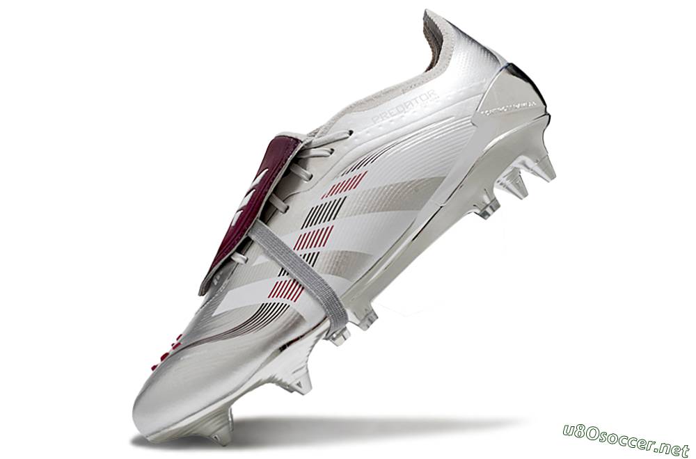 Men's Adidas Predator 25 Elite Foldover Tongue SG Football Boots - Silver/Black/Red 5