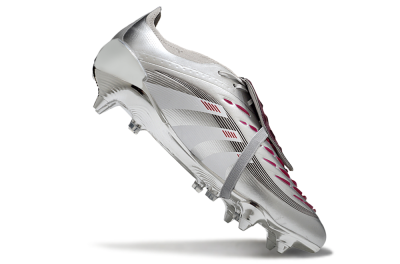 Men's Adidas Predator 25 Elite Foldover Tongue SG Football Boots - Silver/Black/Red