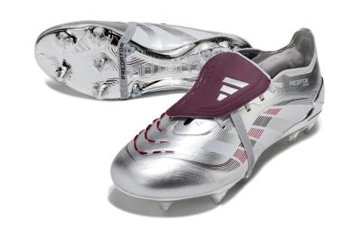 Men's Adidas Predator 25 Elite Foldover Tongue SG Football Boots - Silver/Black/Red