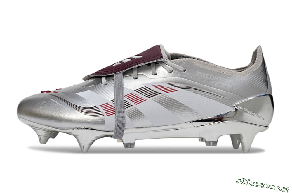 Men's Adidas Predator 25 Elite Foldover Tongue SG Football Boots - Silver/Black/Red 0