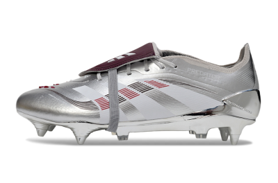Men's Adidas Predator 25 Elite Foldover Tongue SG Football Boots - Silver/Black/Red