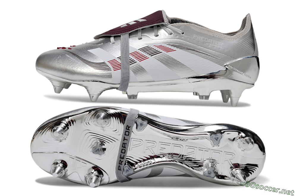 Men's Adidas Predator 25 Elite Foldover Tongue SG Football Boots - Silver/Black/Red 1