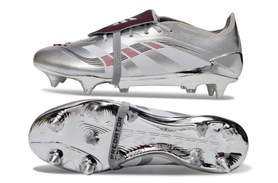 Men's Adidas Predator 25 Elite Foldover Tongue SG Football Boots - Silver/Black/Red