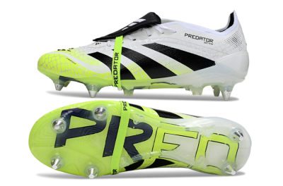 Men's Adidas 25 Predator Elite Foldover Tongue SG Football Boots - White/Yellow/Black