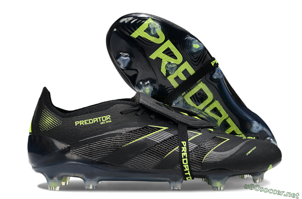 Men's Adidas Predator 25 Elite Foldover Tongue FG Football Boots - Black/Silver/Yellow 2