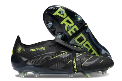 Men's Adidas Predator 25 Elite Foldover Tongue FG Football Boots - Black/Silver/Yellow