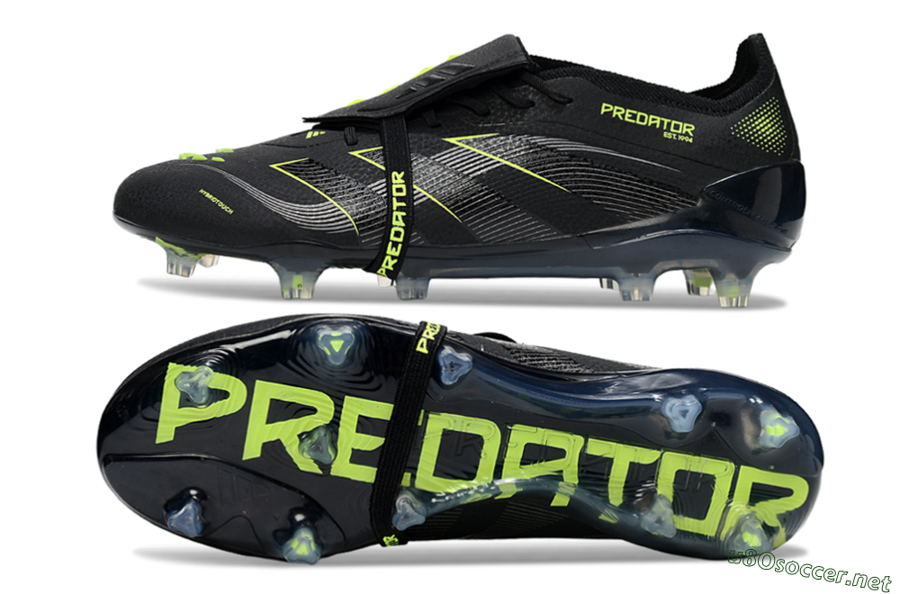 Men's Adidas Predator 25 Elite Foldover Tongue FG Football Boots - Black/Silver/Yellow 1