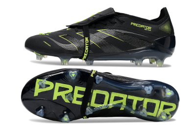 Men's Adidas Predator 25 Elite Foldover Tongue FG Football Boots - Black/Silver/Yellow