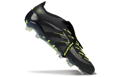 Men's Adidas Predator 25 Elite Foldover Tongue FG Football Boots - Black/Silver/Yellow