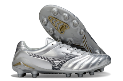 Men's Mizuno Morelia Neo 4 FG Football Boots - Silver/Black/Gold