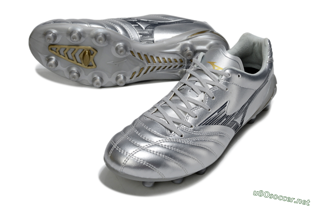 Men's Mizuno Morelia Neo 4 FG Football Boots - Silver/Black/Gold 3