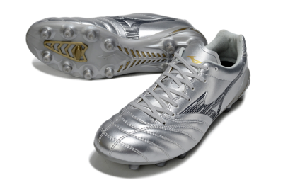 Men's Mizuno Morelia Neo 4 FG Football Boots - Silver/Black/Gold
