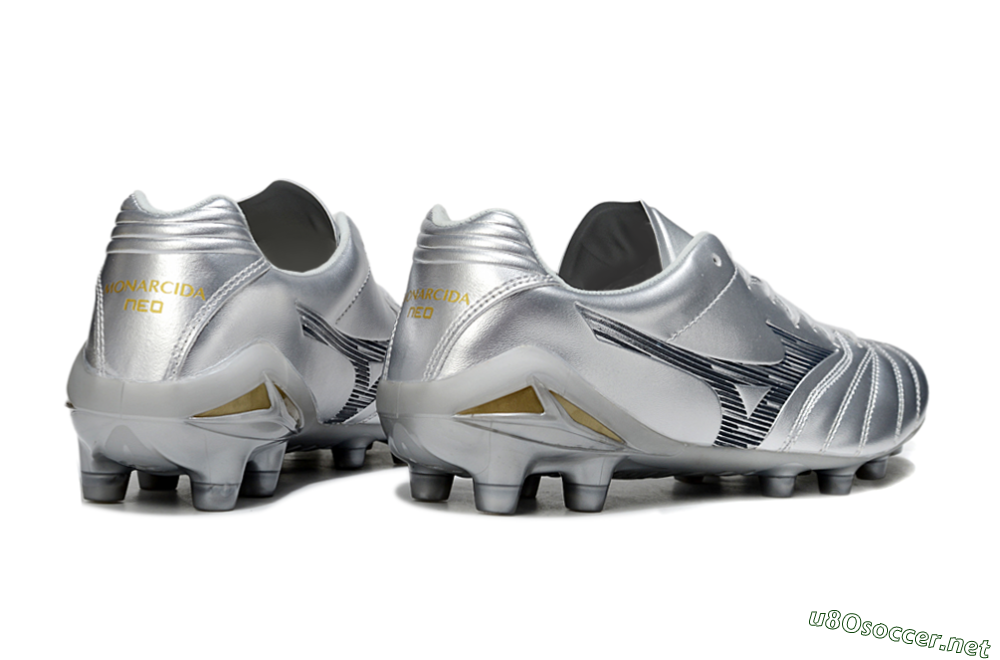 Men's Mizuno Morelia Neo 4 FG Football Boots - Silver/Black/Gold 6
