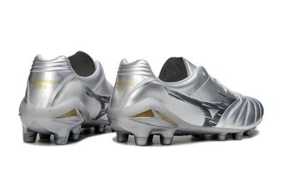 Men's Mizuno Morelia Neo 4 FG Football Boots - Silver/Black/Gold
