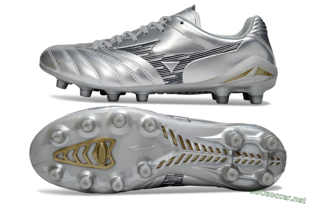 Men's Mizuno Morelia Neo 4 FG Football Boots - Silver/Black/Gold 1