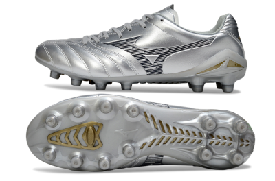 Men's Mizuno Morelia Neo 4 FG Football Boots - Silver/Black/Gold
