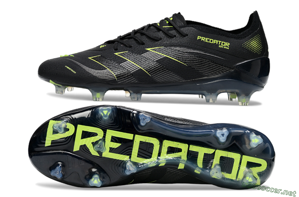 Men's Adidas Predator 25 Elite FG Football Boots - Black/Silver/Yellow 1