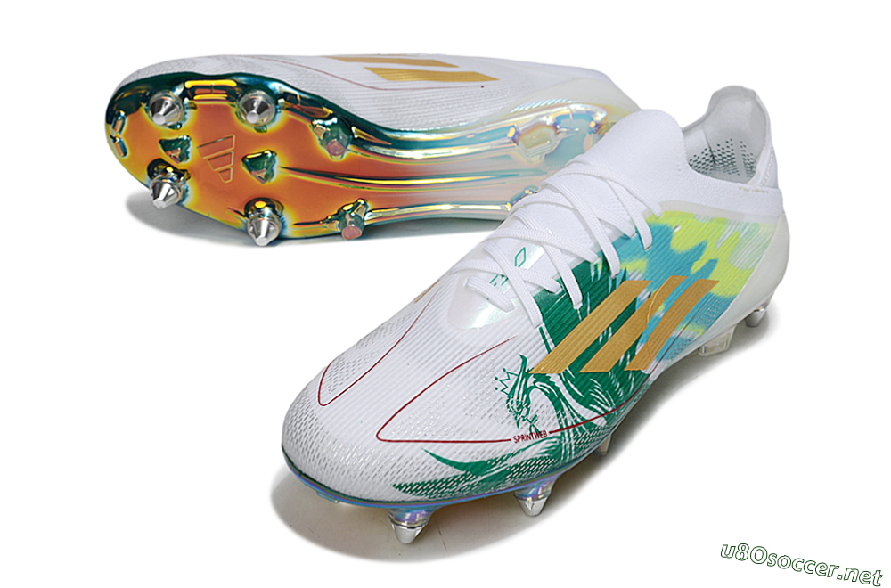Men's Adidas F50 Elite SG Football Boots - White/Green/Gold 3