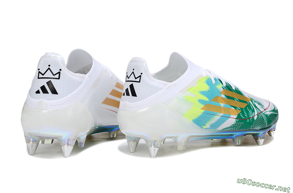 Men's Adidas F50 Elite SG Football Boots - White/Green/Gold 6