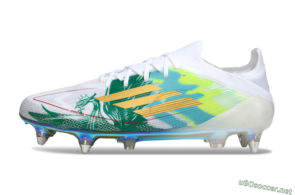 Men's Adidas F50 Elite SG Football Boots - White/Green/Gold 0