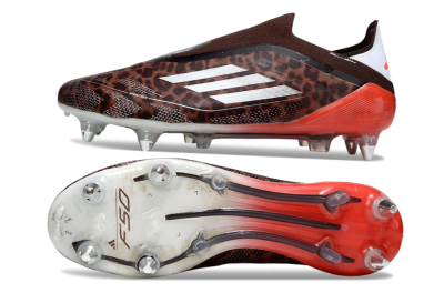 Men's Adidas F50 Elite Laceless SG Football Boots - Leopard/Red/Silver