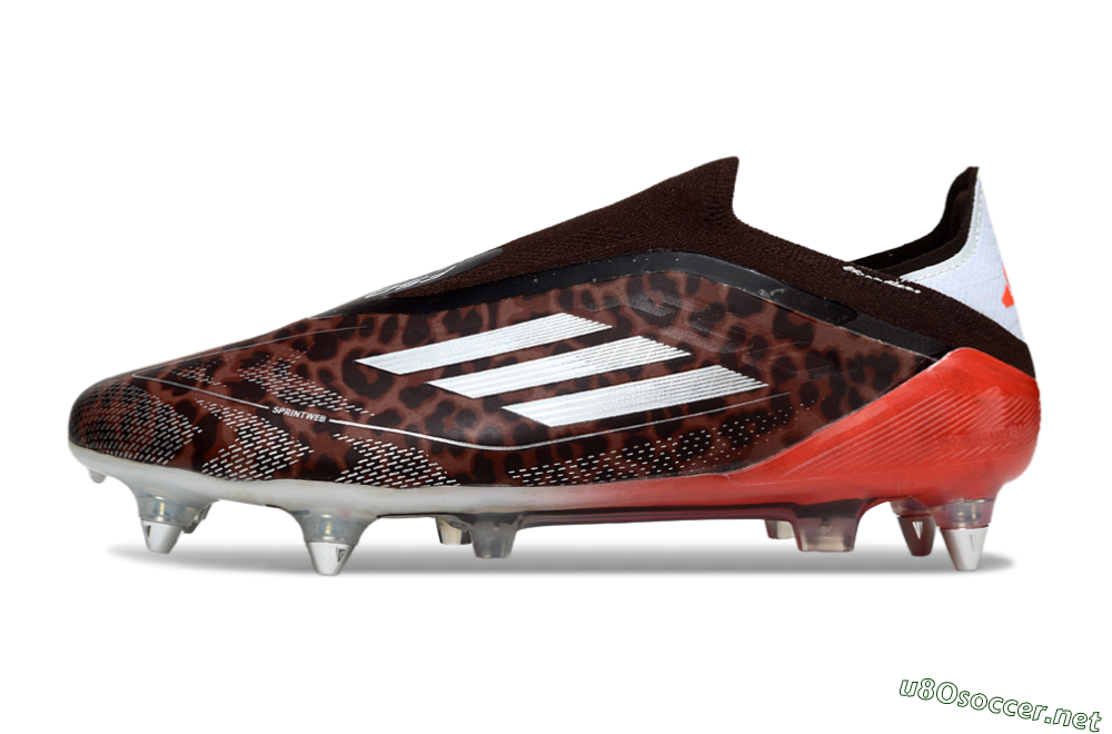 Men's Adidas F50 Elite Laceless SG Football Boots - Leopard/Red/Silver 0