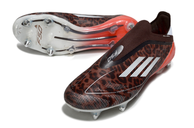 Men's Adidas F50 Elite Laceless SG Football Boots - Leopard/Red/Silver