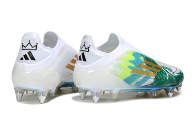 Men's Adidas F50 Elite Laceless SG Football Boots - White/Green/Gold