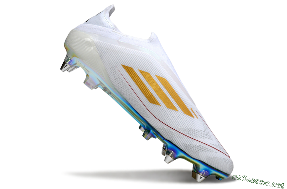 Men's Adidas F50 Elite Laceless SG Football Boots - White/Green/Gold 4