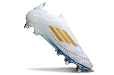 Men's Adidas F50 Elite Laceless SG Football Boots - White/Green/Gold