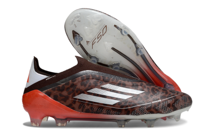 Unisex Adidas F50 Elite Laceless FG Football Boots - Leopard/Red/Silver