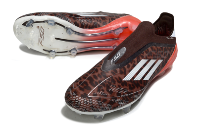Unisex Adidas F50 Elite Laceless FG Football Boots - Leopard/Red/Silver