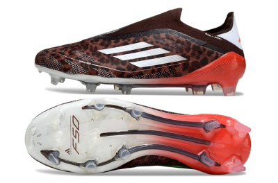 Unisex Adidas F50 Elite Laceless FG Football Boots - Leopard/Red/Silver