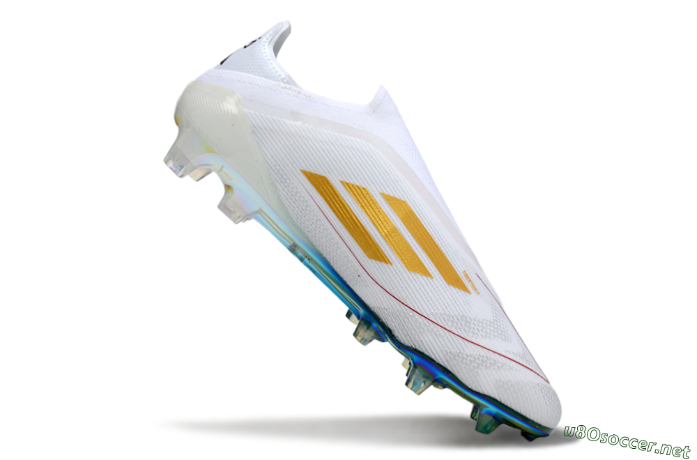 Unisex Adidas F50 Elite Laceless FG Football Boots - White/Green/Gold 4