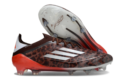 Unisex Adidas F50 Elite FG Football Boots - Leopard/Red/Silver