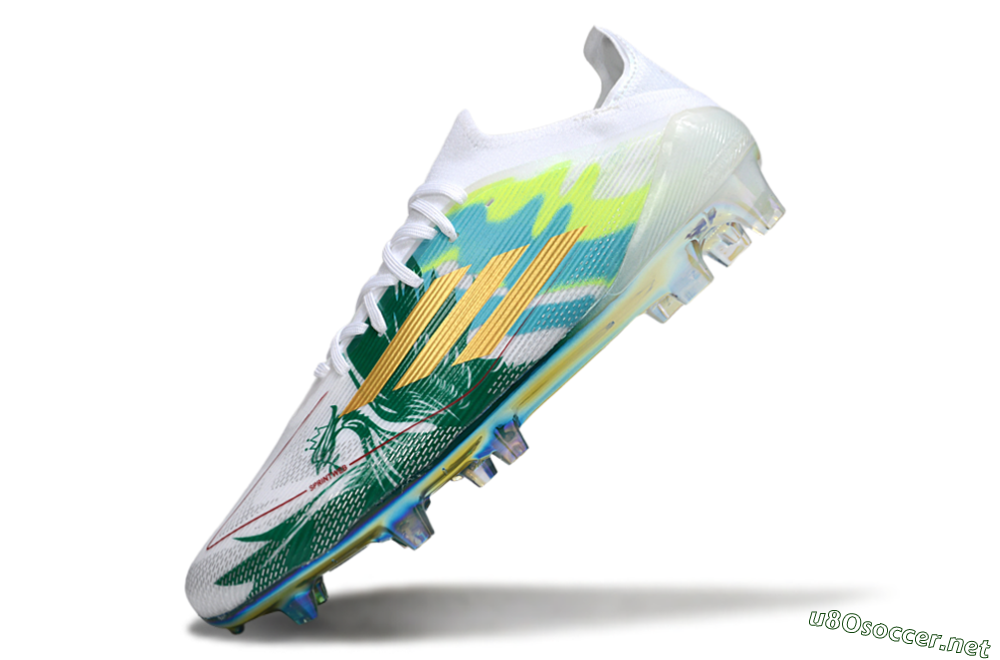 Unisex Adidas F50 Elite FG Football Boots - White/Green/Gold 5