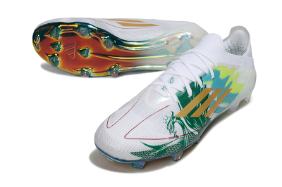 Unisex Adidas F50 Elite FG Football Boots - White/Green/Gold