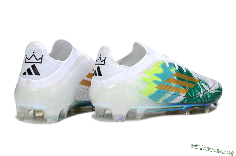 Unisex Adidas F50 Elite FG Football Boots - White/Green/Gold 6