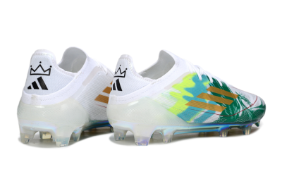Unisex Adidas F50 Elite FG Football Boots - White/Green/Gold