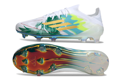 Unisex Adidas F50 Elite FG Football Boots - White/Green/Gold